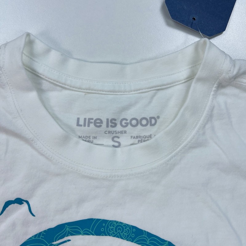 NEW Life is Good Crusher Shirt Mens Small White Crew Neck Cotton Beach Casual gallery