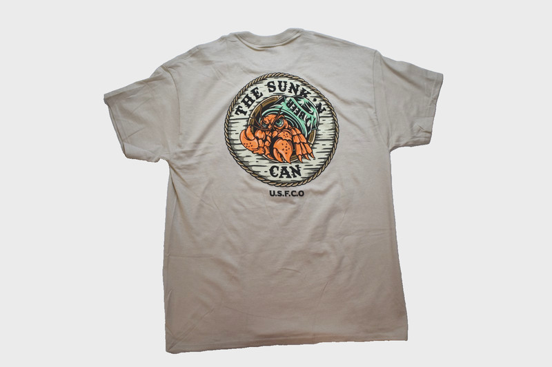U.S. Fishing Co. Mens The Sunk’n Can Beer Can Crab Funny Graphic Shirt New S-3XL