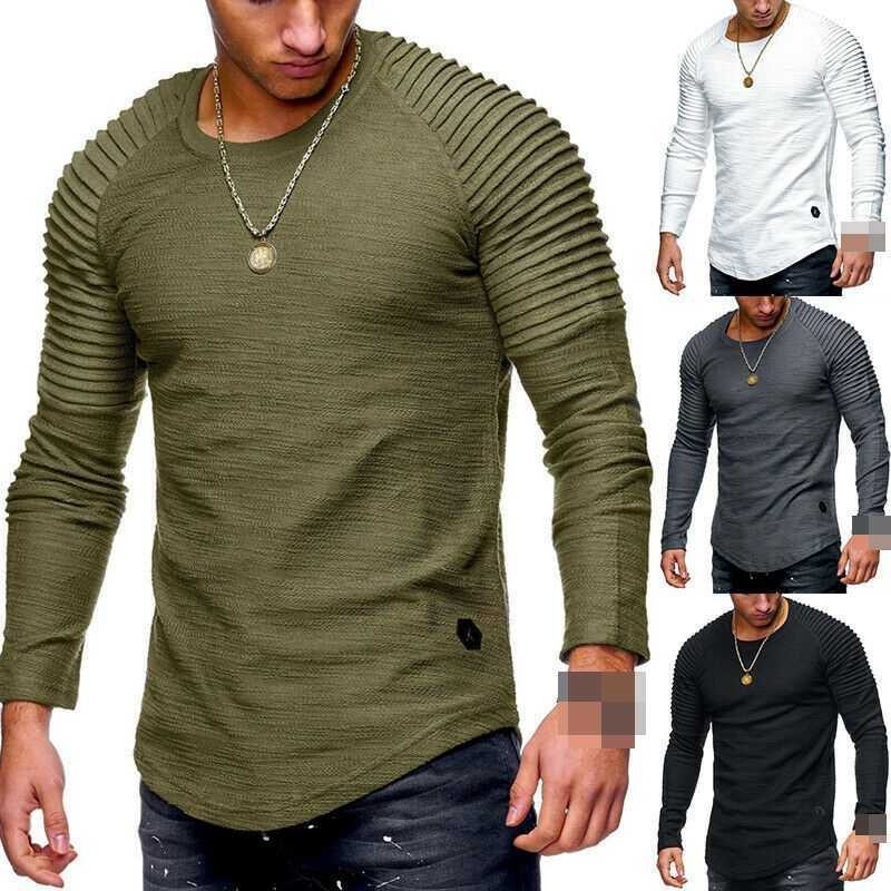 Men's T-shirt O Neck Slim Fit Casual Muscle Tee Tops Blouse Long Sleeve M-3XL 😍 gallery