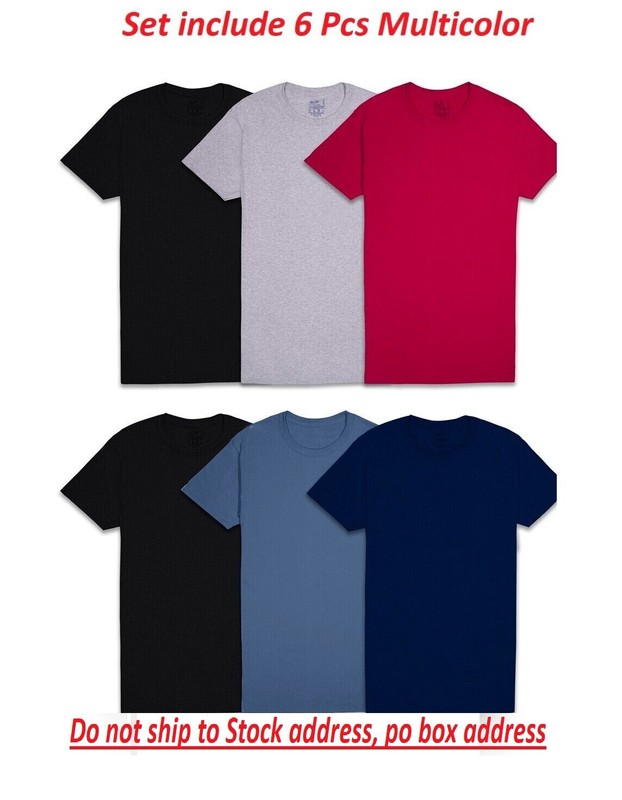 6 Pack Fruit of the Loom Men’s Crew T-Shirt Undershirts Super Value Cotton S-3XL