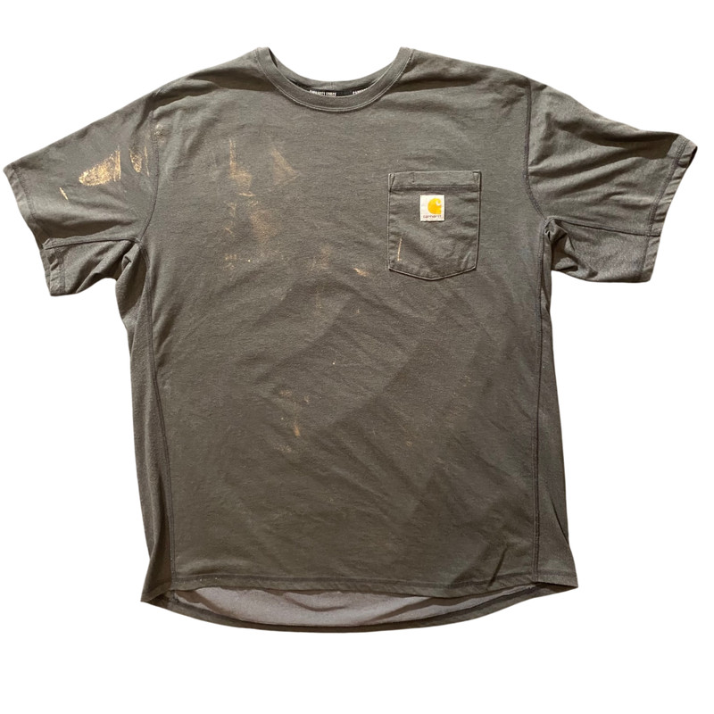 Carhartt T-Shirt Mens XL Gray Relaxed Fit Pocket Force Work Tee *Stains*