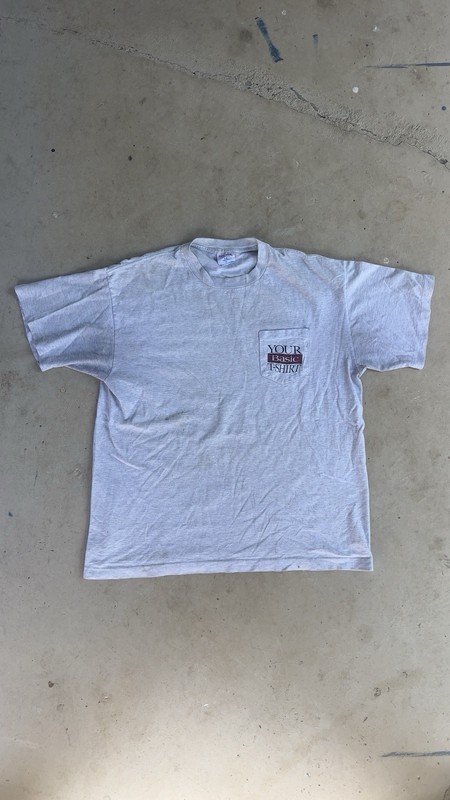 Soft Crew Neck Jersey T-Shirt XL Pocket Graphic Print Short Sleeve
