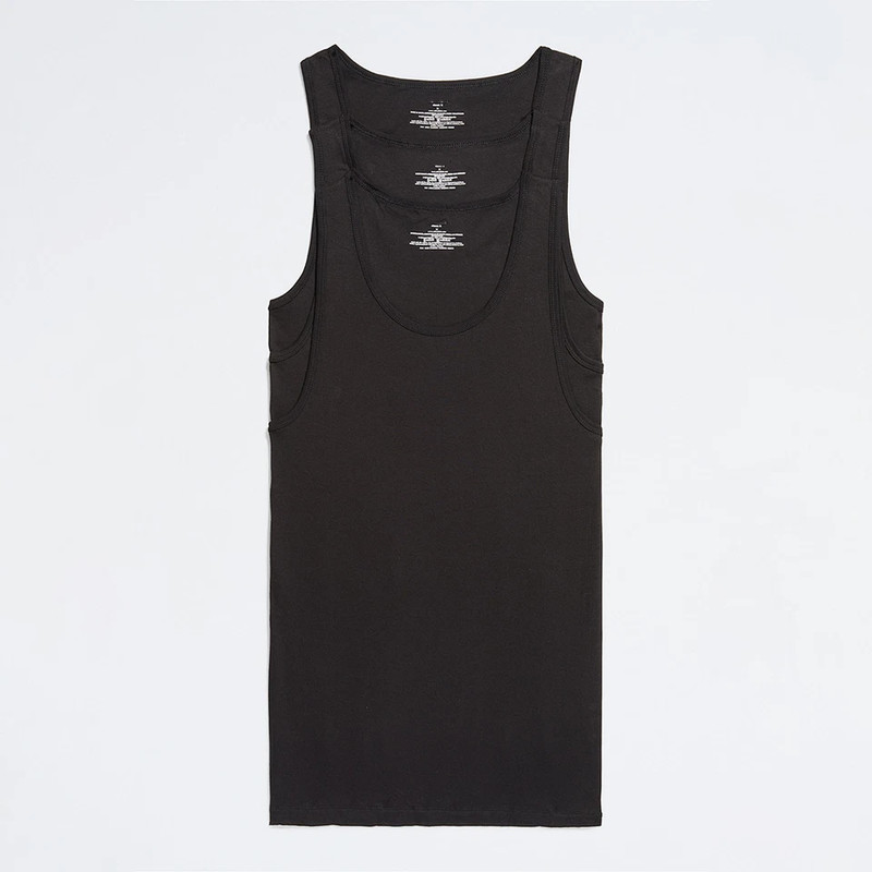 3 Pc Men 100% Cotton A-Shirt Tank Top Ribbed Undershirt Wife Beater Black White