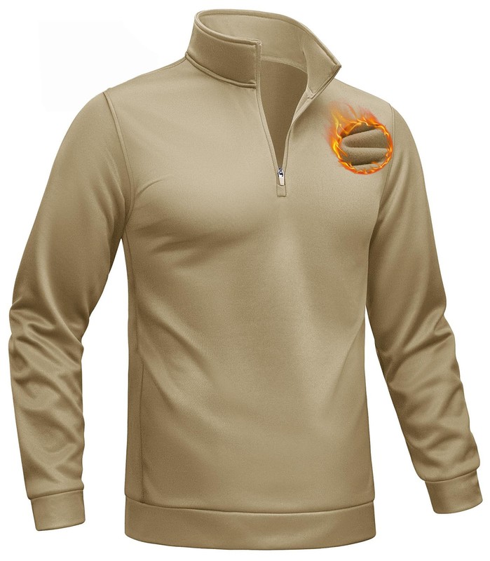 Men’s Quarter Zip Pullover Lightweight Fleece Lined Warm 1/4 Zip Down Sweatshirt