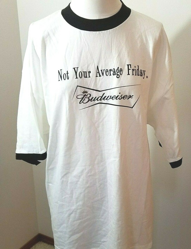 Budweiser Emerald Downs Not Your Average Friday Ringer T-Shirt Size X-L