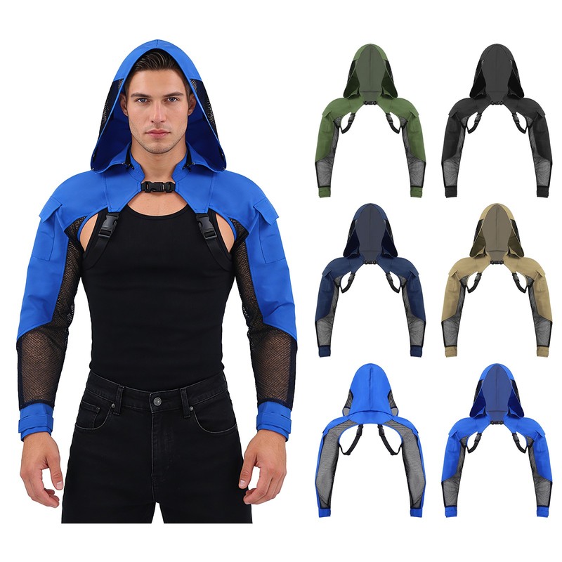 Men Shirts With Buckle Shoulder Armor Jackets Outdoor Activities Crop Top gallery