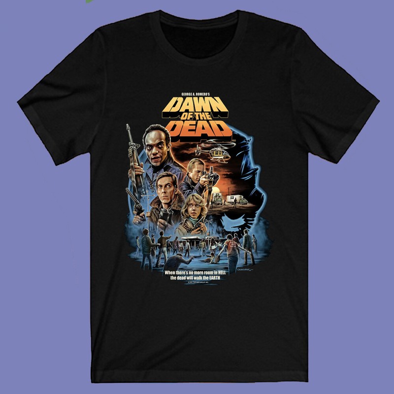 Dawn of The Dead Famous Horror Movie Logo Men’s Black T-shirt Size S-3XL