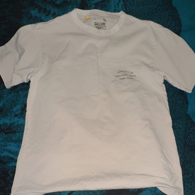 Gallery Dept. White Cotton Crew Neck Pocket Logo T-Shirt Short Sleeve M