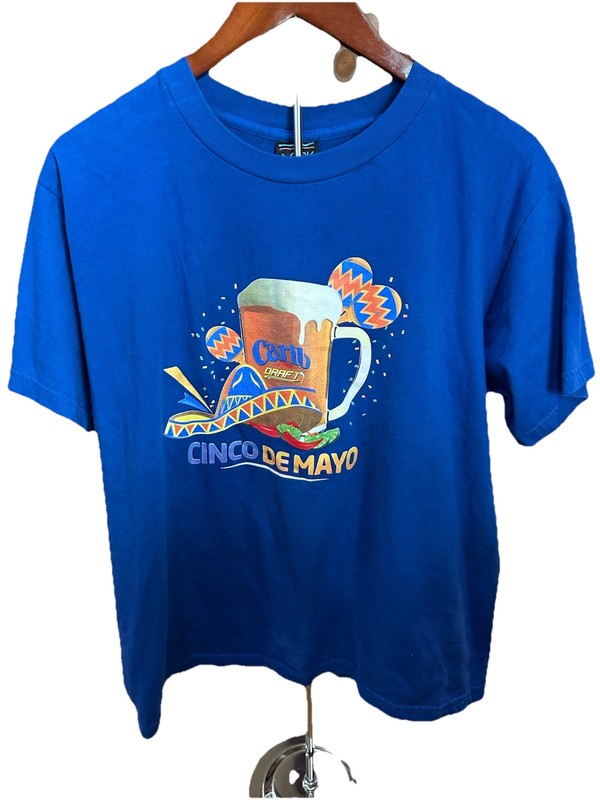Carib Lager Draft Cinco De Mayo T Shirt Blue Beer Graphic Party Tee XL