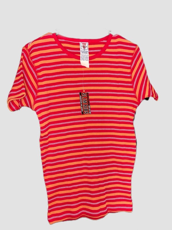 Vintage 90s Levi's Slim Ribs Striped Deadstock T-Shirt