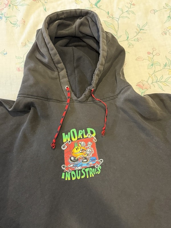 Rare Vintage World Industries Flameboy Straight Edge Punk Skateboarding Hoodie L