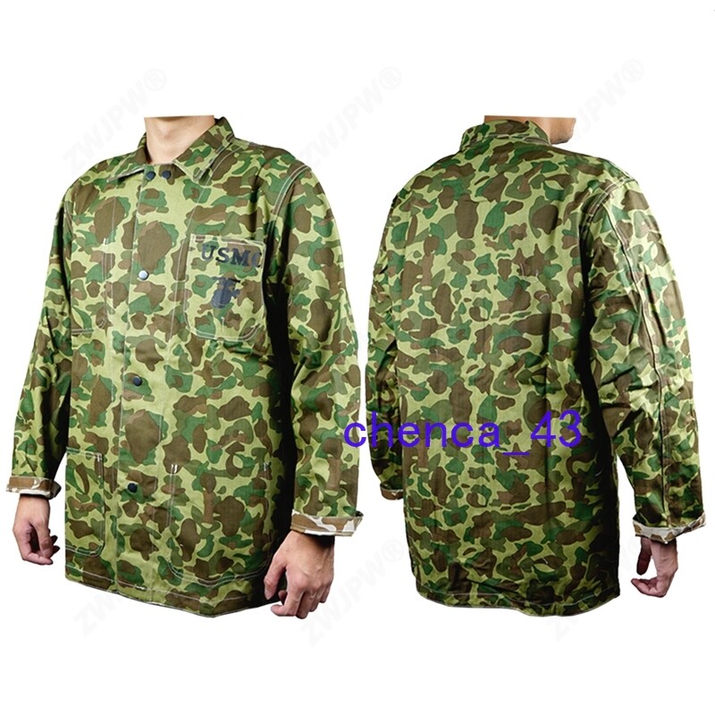 WWII US Army Solider USMC Pacific Camo Jacket Cotton Reversible Coat Casual Tops gallery
