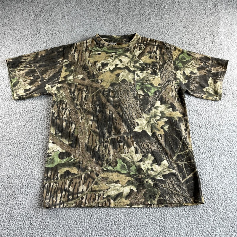 NEW Mossy Oak Camo T Shirt Mens Large Pullover Camouflage Forest Outdoor Hunt