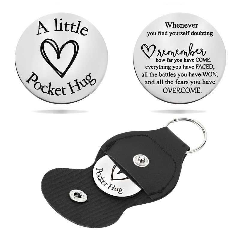 Pocket Hug Token Keychain for Women & Men - Inspirational Gifts for Him & Her -