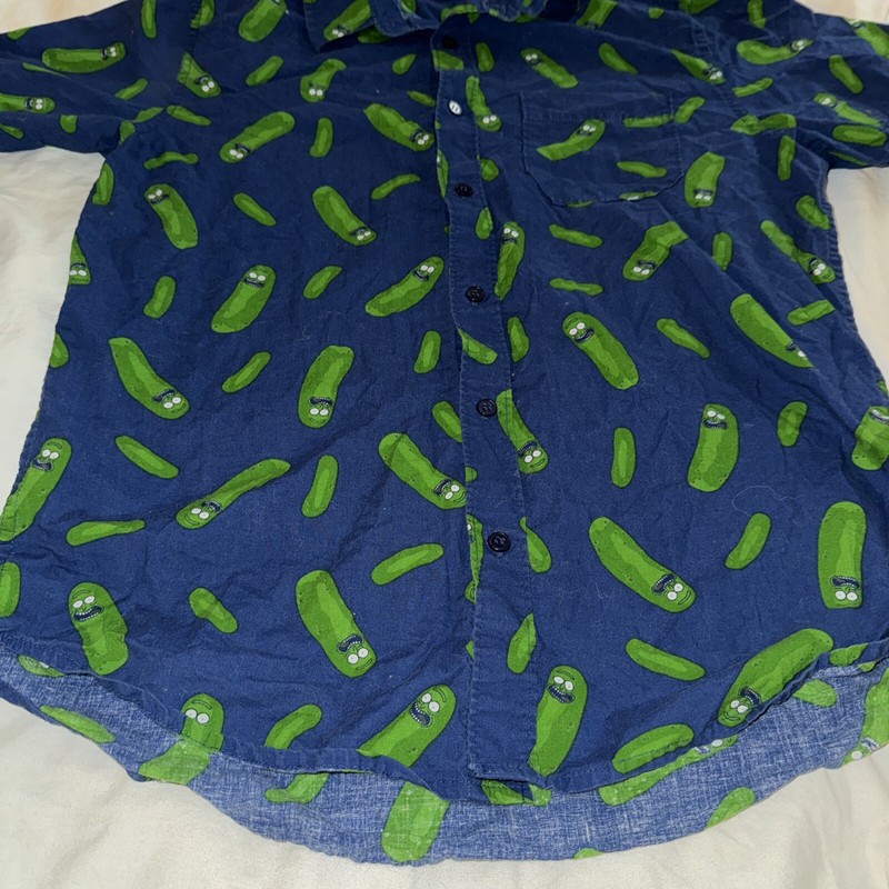 Adult Swim Rick & Morty Men’s Juniors Medium 100% Cotton Collared Pickle Rick gallery