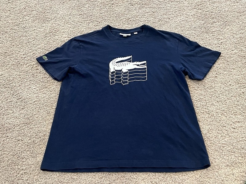 Lacoste Blue Large T Shirt 3D-Printed Graphic Crocodile Logo