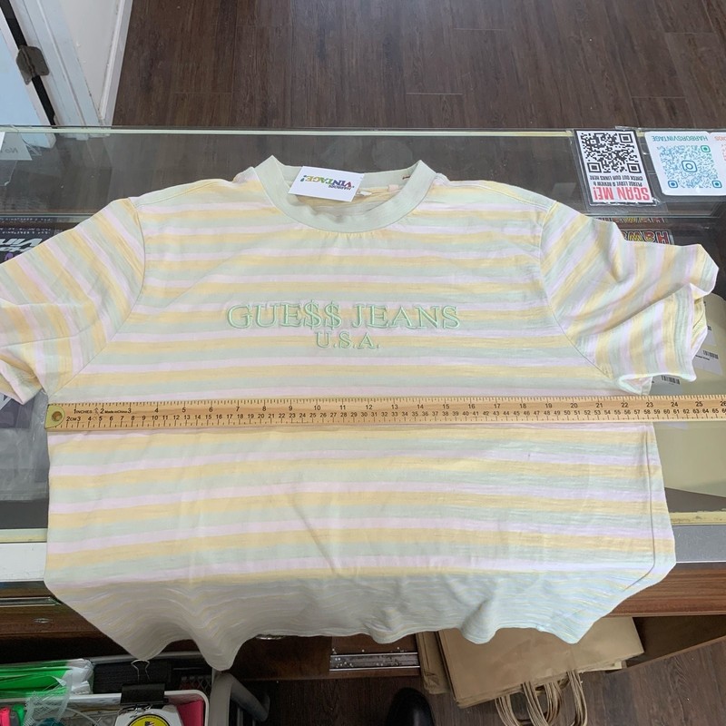 A$AP Rocky x GUESS Originals Pastel Striped Gue$$ Jeans U.S.A. Tee Size L OF gallery