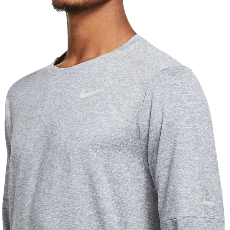 NIKE Dri-FIT Element Long Sleeve Running Shirt sz Large Heather Gray Reflective gallery