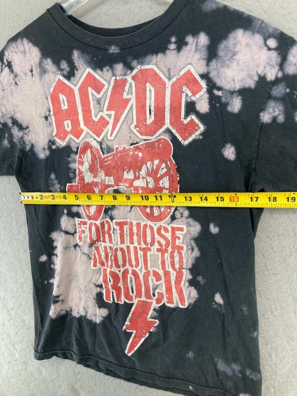 ACDC Mens Band TShirt Medium Black Bleach Wash For Those About To Rock gallery