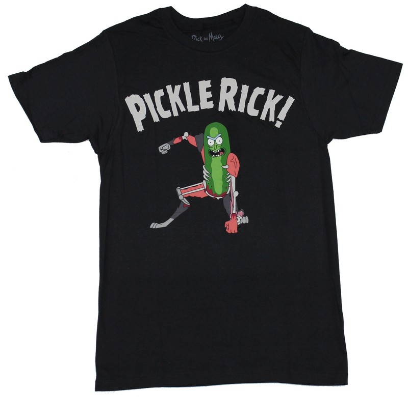 Pickle Rick Adult New T-Shirt – Pickle Rick Exo Skeleton Ready to Fight