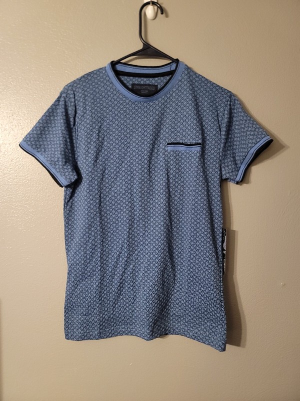 Straight Faded Blue Short Sleeve T Shirt Size S Faux Pocket NWT