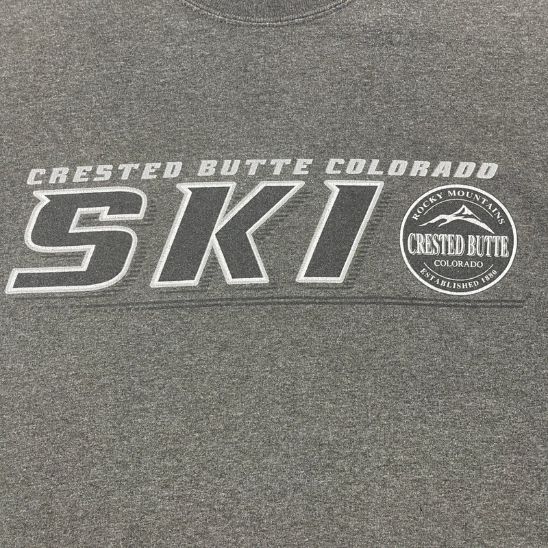Crested Butte Colorado Jansport Men L Charcoal Grey T-Shirt Ski Graphic gallery