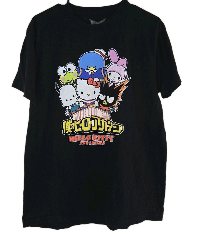 My Hero Academia Shirt Men’s XL Black MHA x Hello Kitty And Friends Collab
