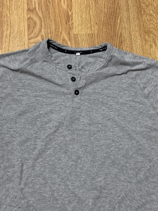 Public Rec Henley Shirt Mens Large Gray Long Sleeve Pima Cotton Tencel Stretch