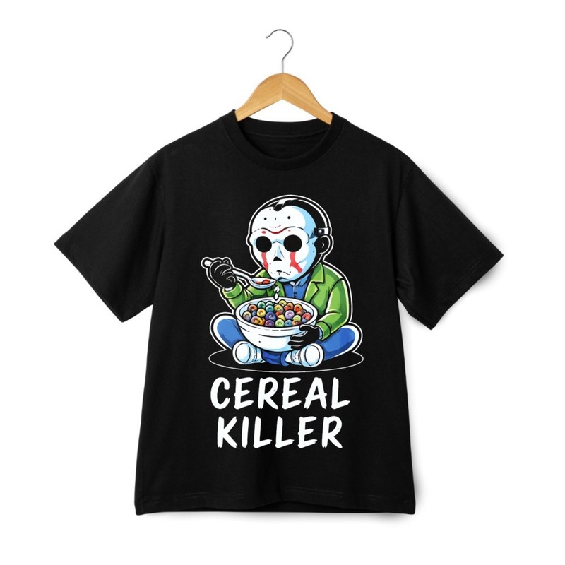 Cereal Killer Funny Horror Parody T-Shirt Spooky Graphic Unisex Tee