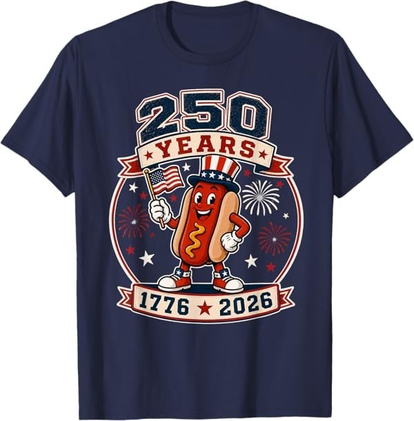 250 Anniversary USA Hot Dog 4th of July 250 Years 1776-2026 T-Shirt gallery