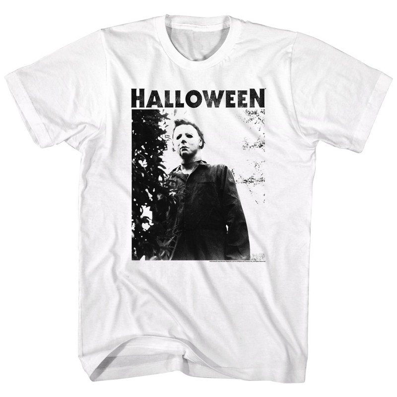 Halloween Movie Michael Myers Masked Title Men’s T shirt film White Horror Photo