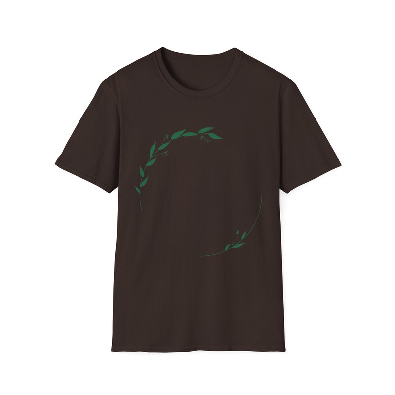 Unisex Ring Spun Cotton T Shirt Laurel Leaf Print Crew Neck Soft Casual Top