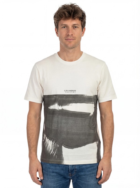 C.P. Company Men’s White t-shirts short sleeve con stampa Size S-M