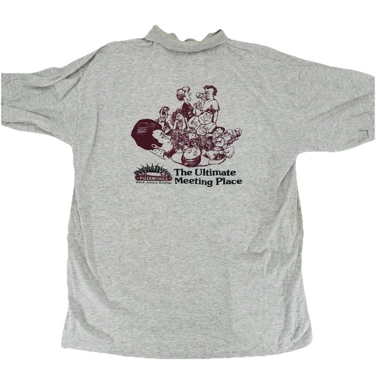 Vintage 1980s Double Dave’s Pizza Works Employee Collard Shirt Size XL RARE