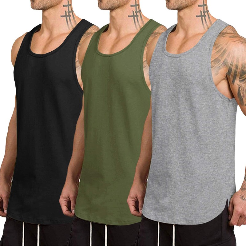 Men’s 3 Pack Quick Dry Workout Tank Top Gym Muscle Tee Fitness Bodybuilding S…