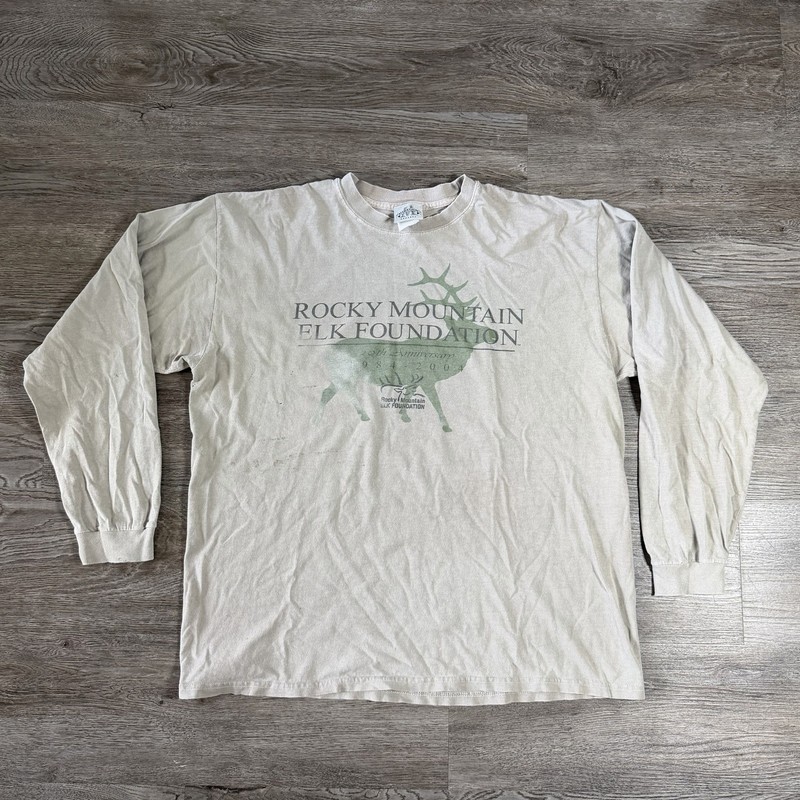 Vintage Y2K Rocky Mountain Elk Foundation T Shirt Mens XL Nature Animals 20th