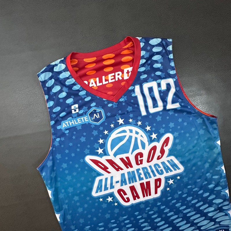 Pangos All American Camp Basketball Jersey Mens XL Blue Red Reversible Baller TV gallery