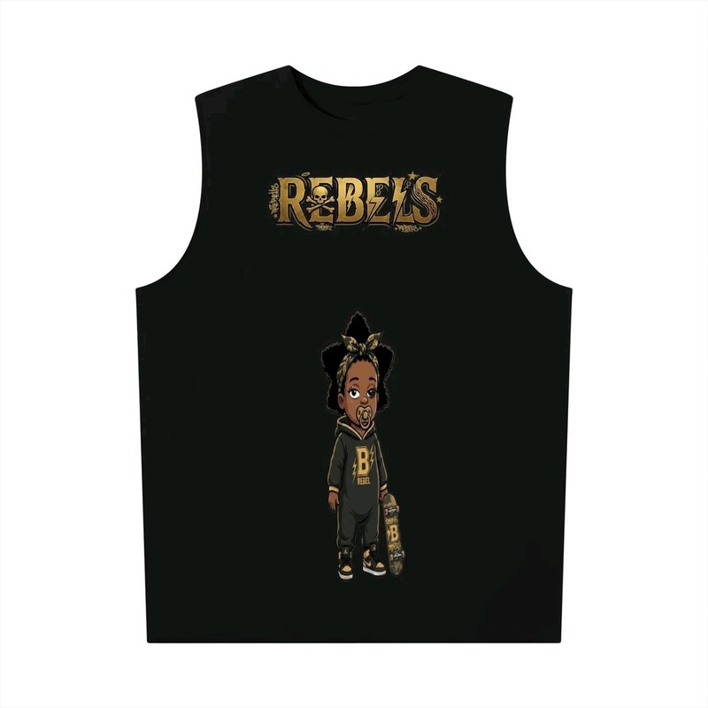 La mc de Neil Men’s Black Skull Graphic Crew Neck Sleeveless T-Shirt L