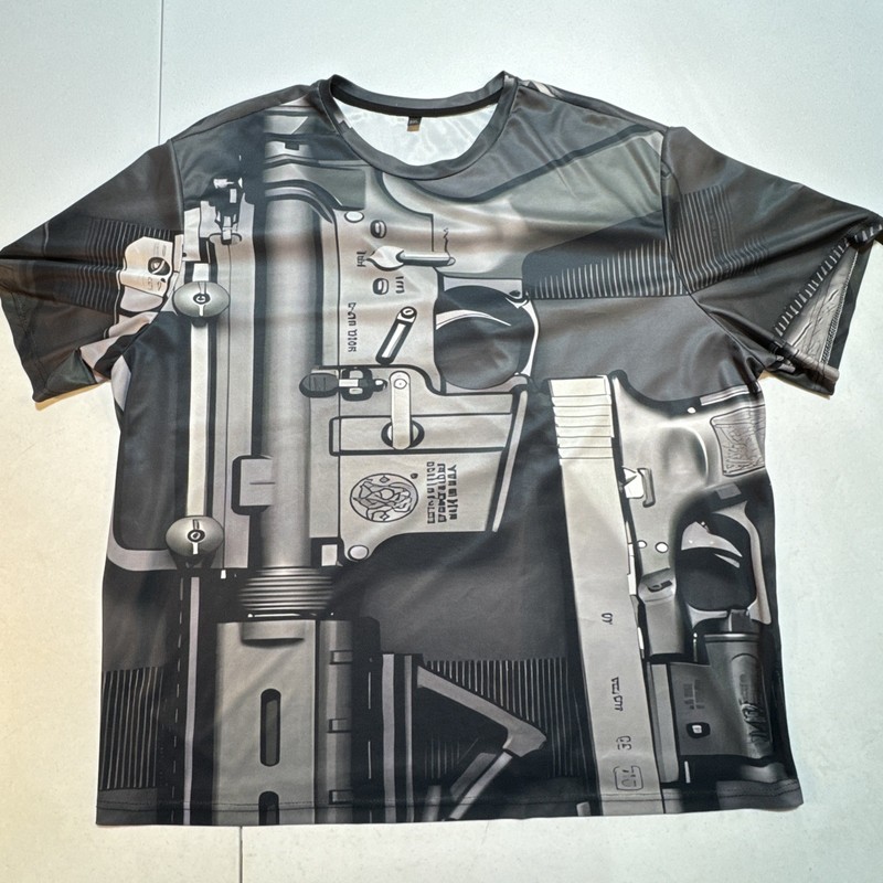 Gun Design T Shirt 6XL Big and Tall All Over Print