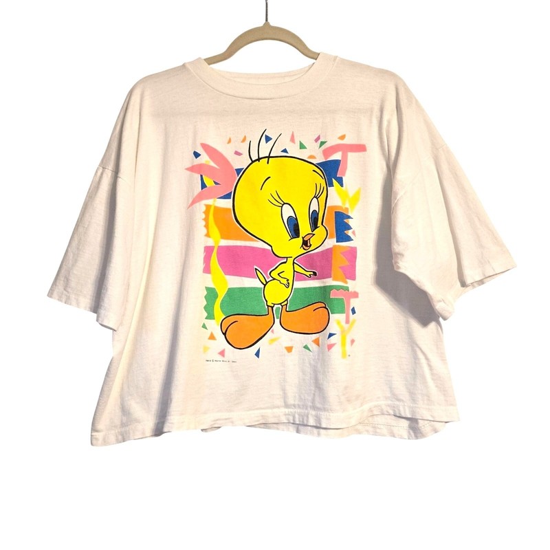 Vintage Tweety Bird Looney Tunes Graphic Cropped Boxy T-Shirt Tee 1990