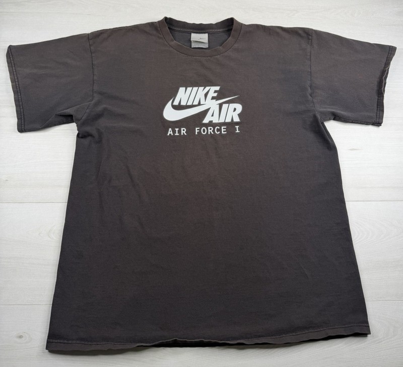 Vtg Nike Air Force 1 Shirt Black Sun Faded Distressed Grunge Hip Hop Y2K Mens L