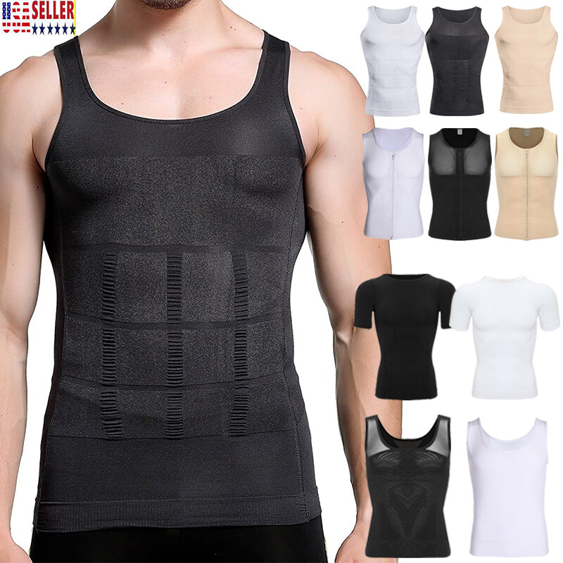 Mens Vest Tops Slimming Body Shaper Corset Abdomen Compression Exercise Sports