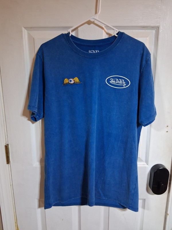 Von Dutch Men’s L Blue Cotton Blend Crew Neck Graphic T-Shirt Genuine Riders
