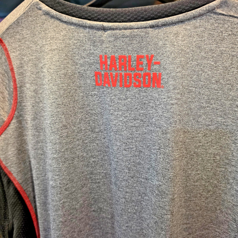 NEW - Harley Davidson -gray & blk short sleeve stretch pullover shirt - size 2XL gallery