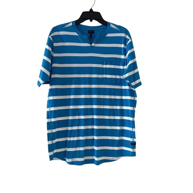 Good Man Brand Striped Cotton Pocket Tee Blue White Short Sleeve L casual gallery