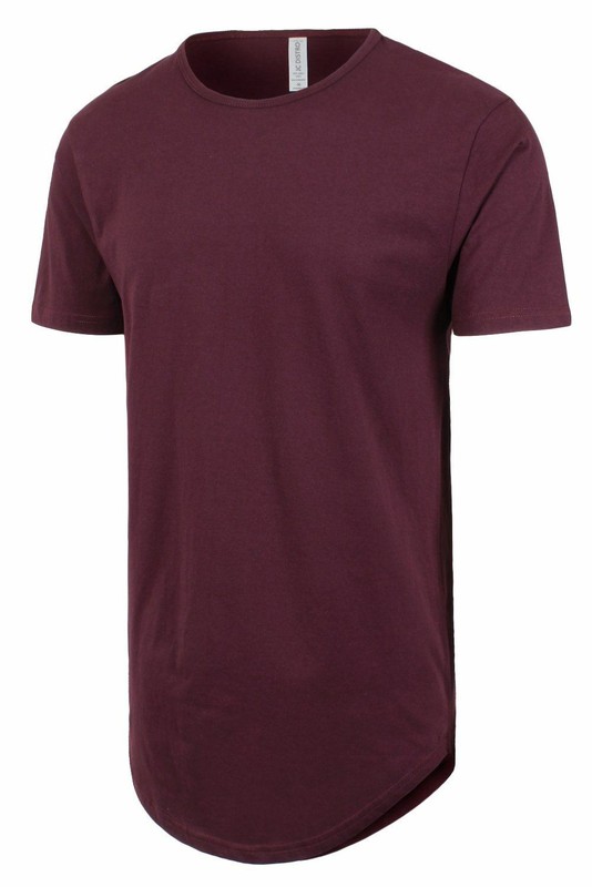 Mens BASIC HIPSTER T Shirts Casual Extended Longline Hip Hop Scallop Hemline Tee gallery
