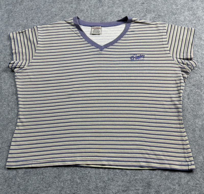 Vintage V Neck Union Bay Trademark Boxy Baggy Medium Stripes Shirt USA Made