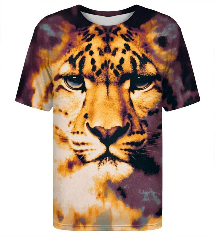 3D Big Face Leopard T-Shirt Funny Cheetah Tie Dye Animal Graphic All Over Print