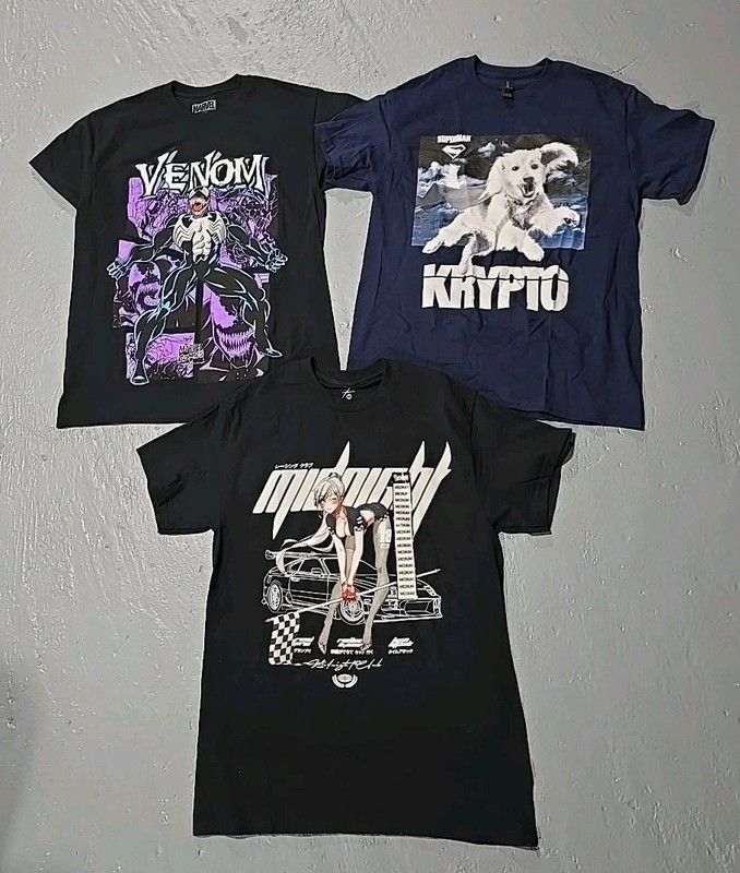 Venom Krypto Animebae Graphic Print T-Shirt Men’s SZ Medium Lot 3pc (M)