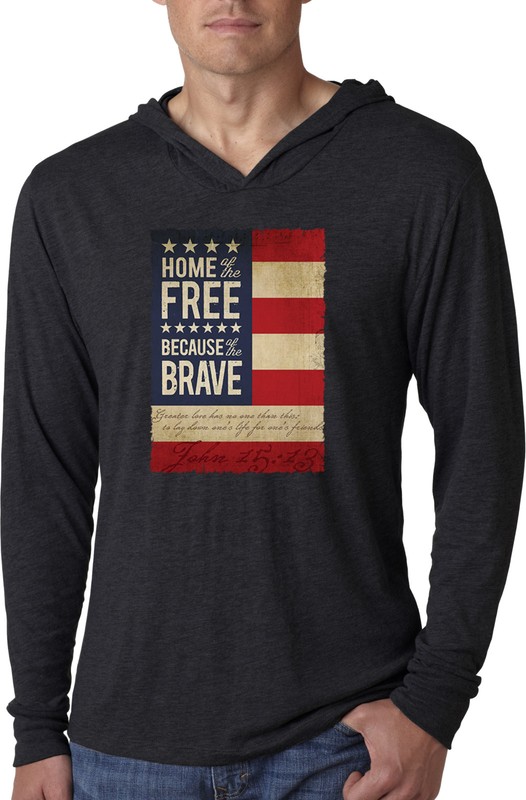 Buy Cool Shirts USA T-shirt Home of the Brave Lightweight Hoodie